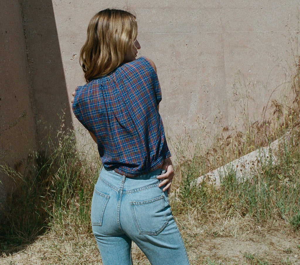 HMD -- ROSELLE TOP -- AZURE FRENCH PLAID