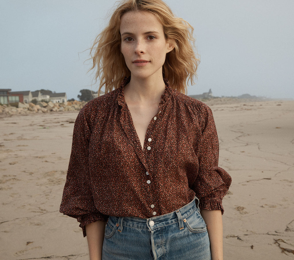 HMD -- ROSE TOP -- RUST DITZY FLORAL