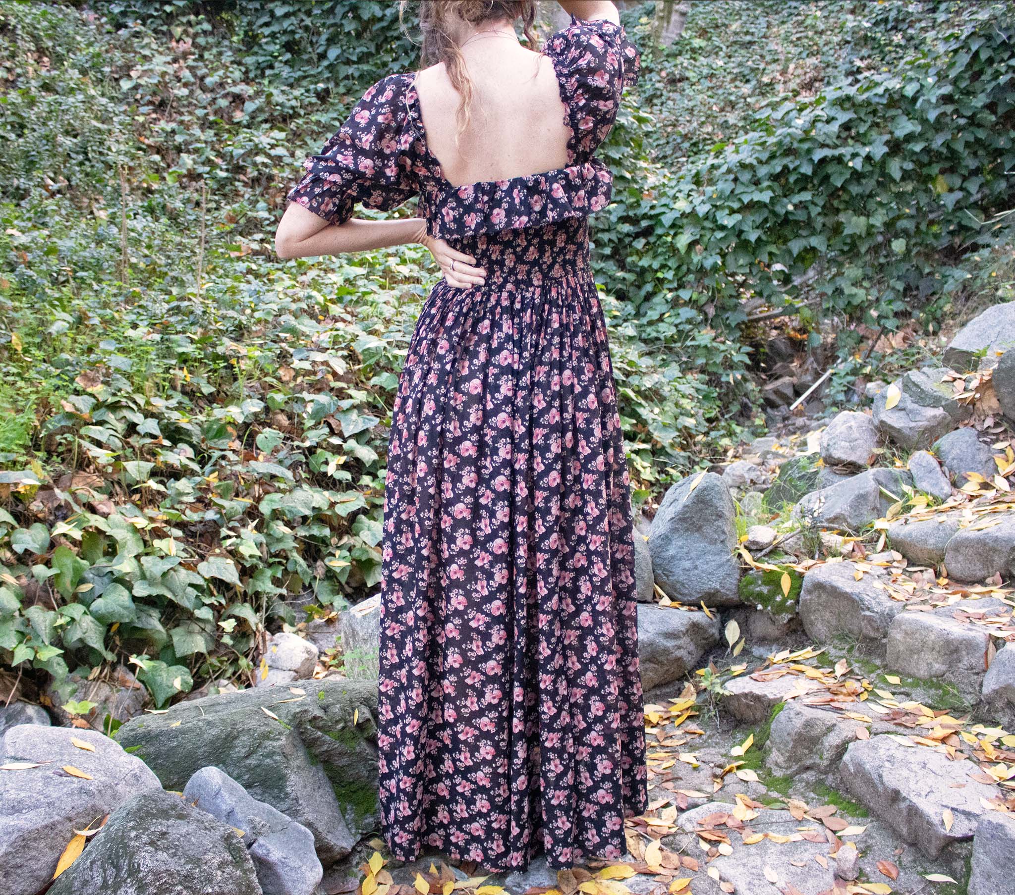 HMD -- SOL DRESS -- BLACK POPPY PRINT