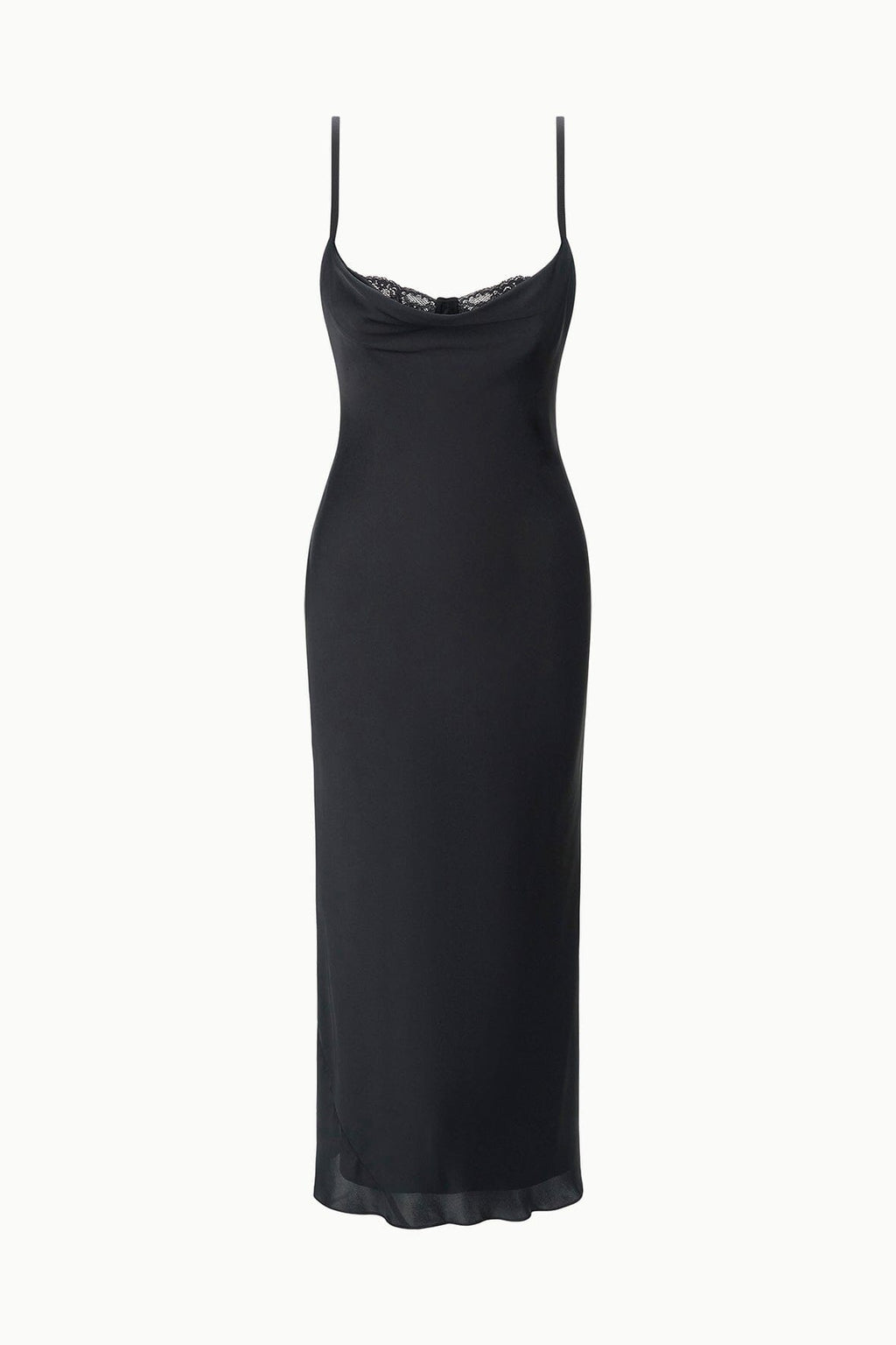EVANGELINE SILK MIDI DRESS | BLACK