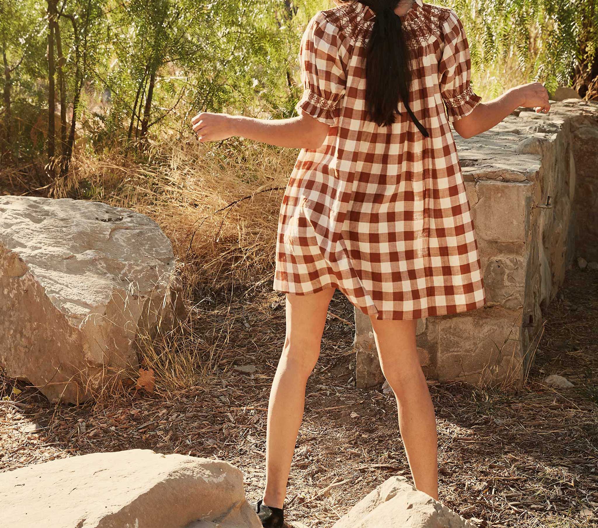 HMD -- SUREAU DRESS -- ST OUEN NUTMEG PLAID