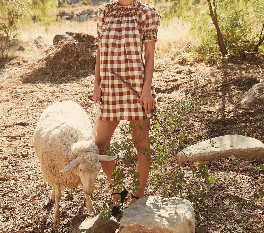 HMD -- SUREAU DRESS -- ST OUEN NUTMEG PLAID
