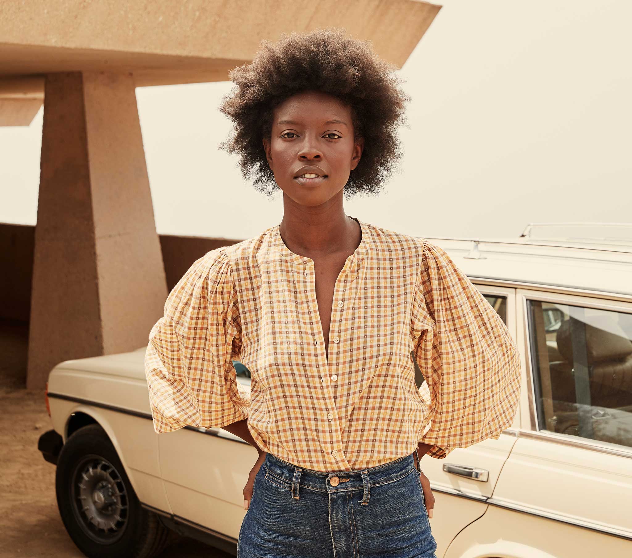 HMD -- SCARLET TOP -- ORANGE MERINGUE PLAID