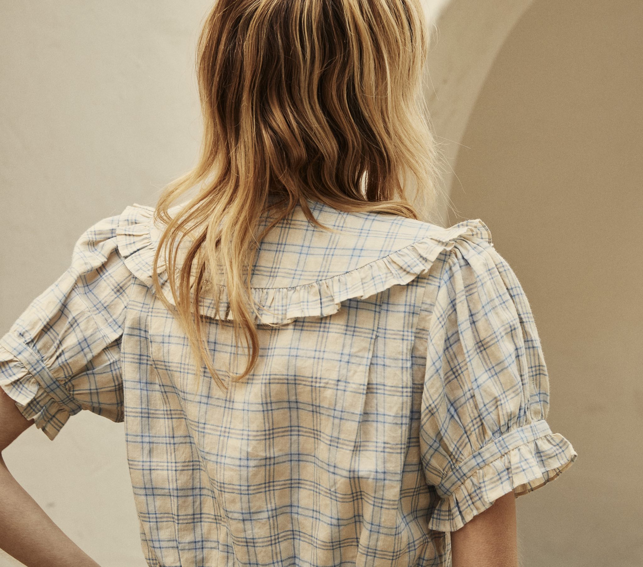 HMD -- SPARROW TOP -- BLUE MEADOWLARK PLAID