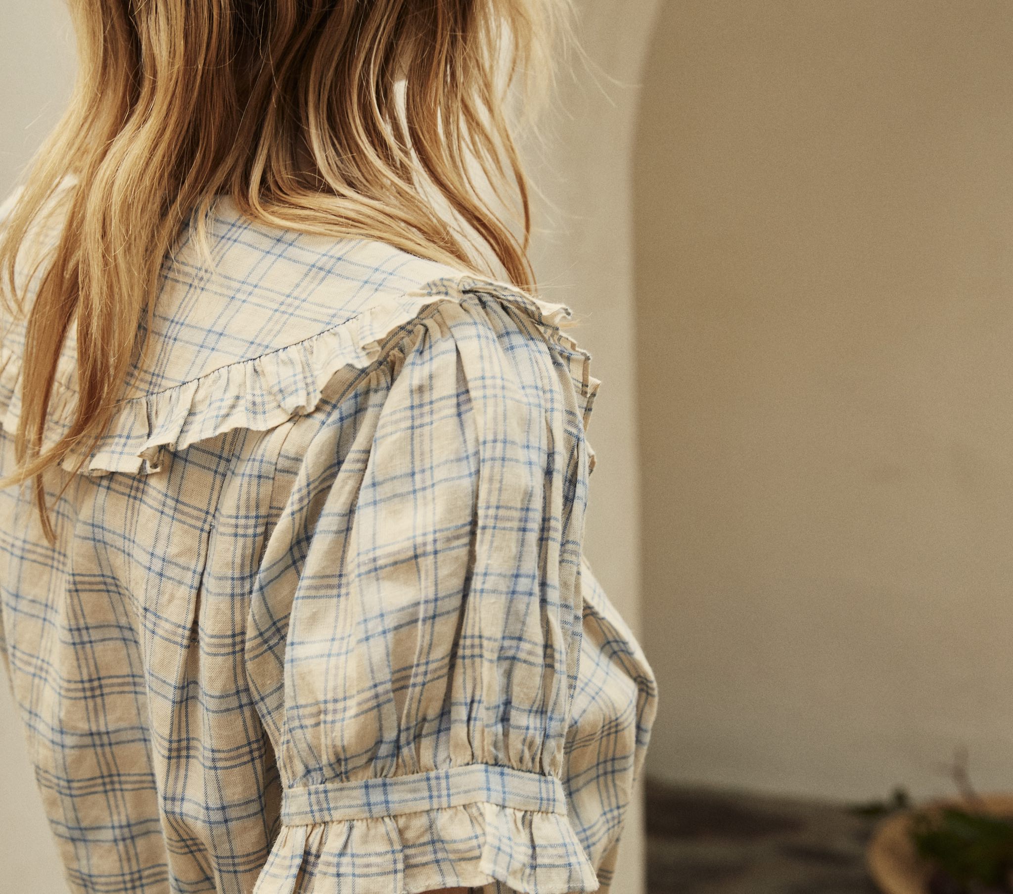 HMD -- SPARROW TOP -- BLUE MEADOWLARK PLAID