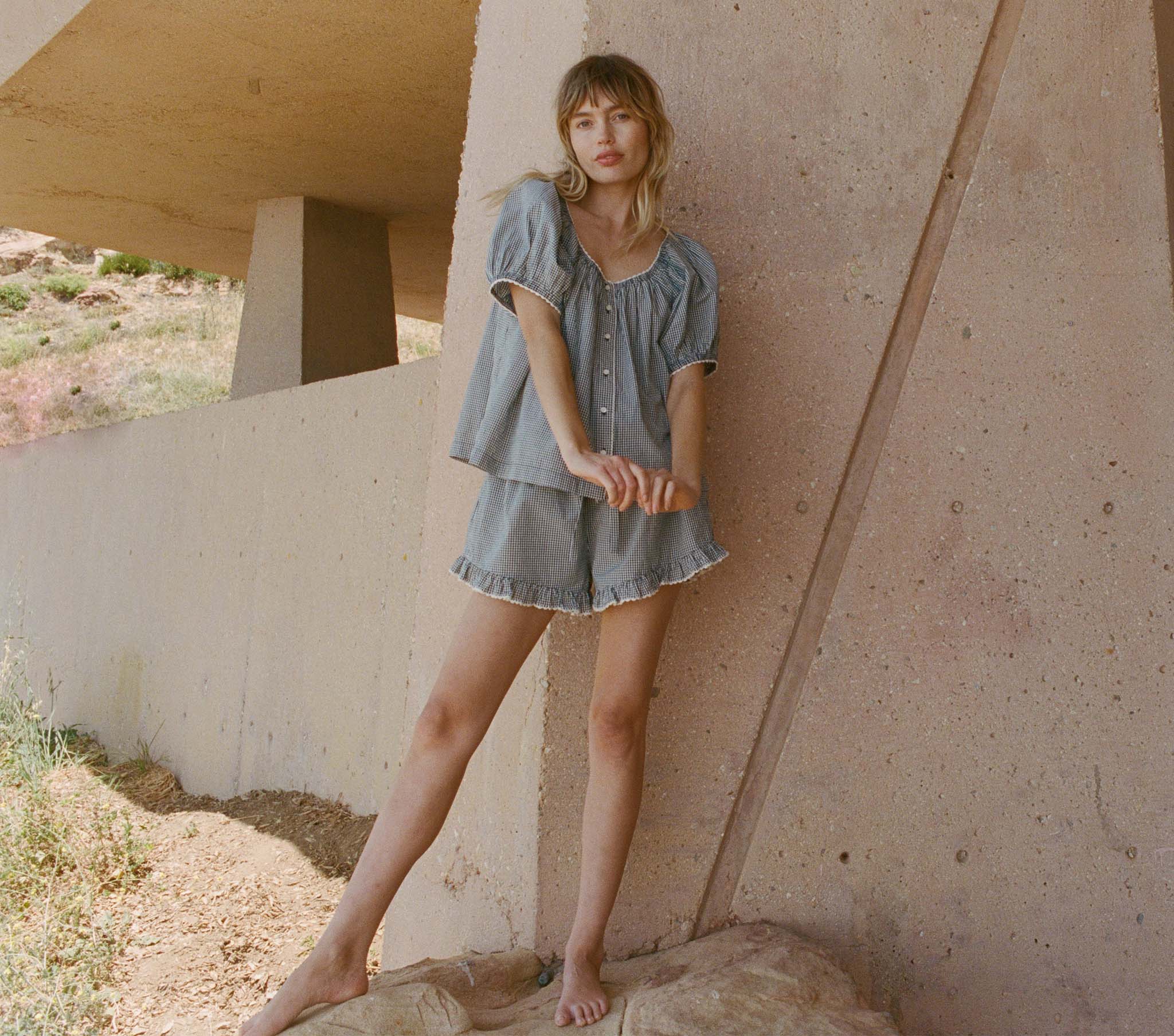 HMD -- TENNESSEE TOP -- AZURE PARIS GINGHAM