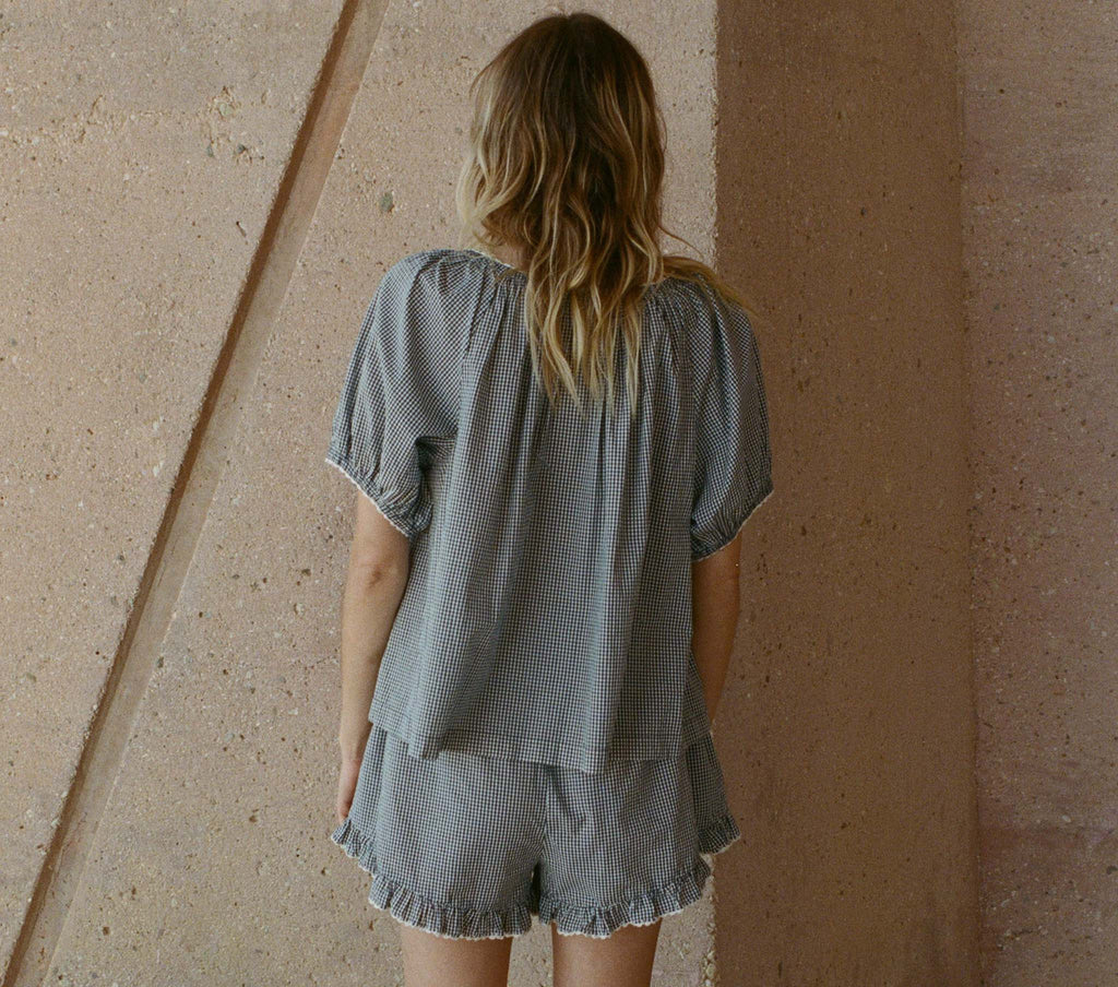 HMD -- TENNESSEE TOP -- AZURE PARIS GINGHAM