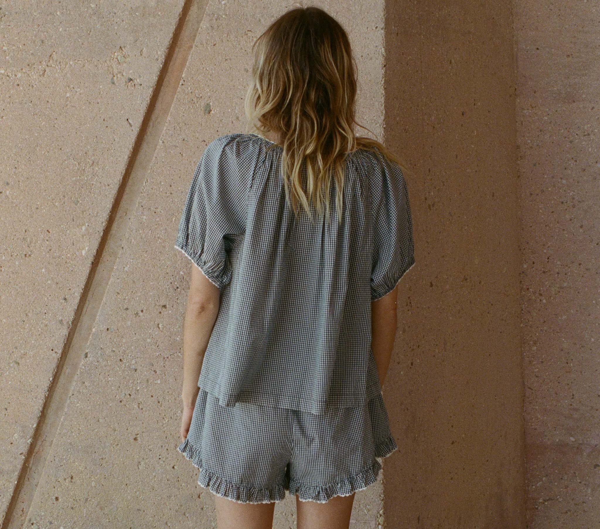 HMD -- TENNESSEE TOP -- AZURE PARIS GINGHAM