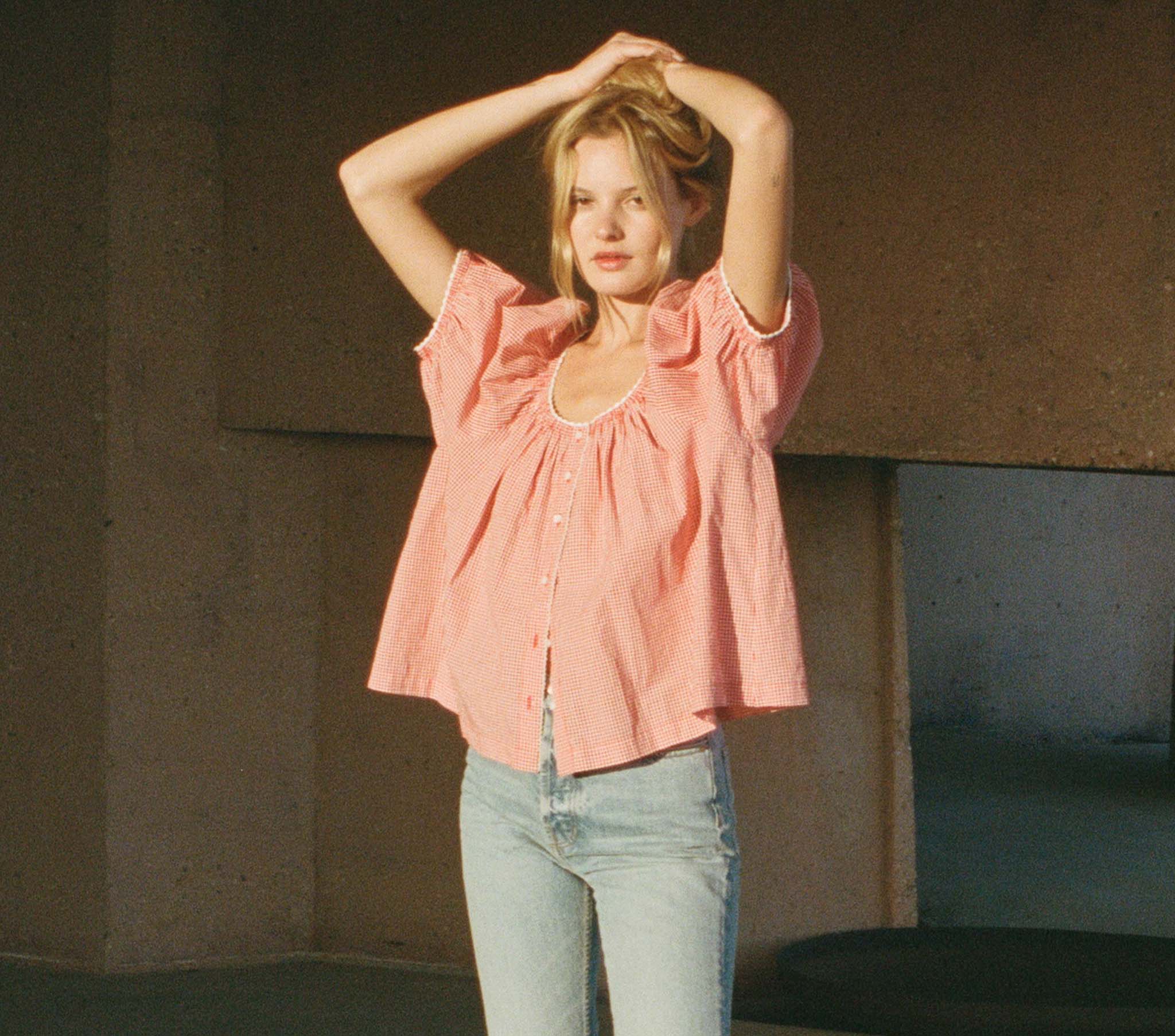 HMD -- TENNESSEE TOP -- CERISE PARIS GINGHAM