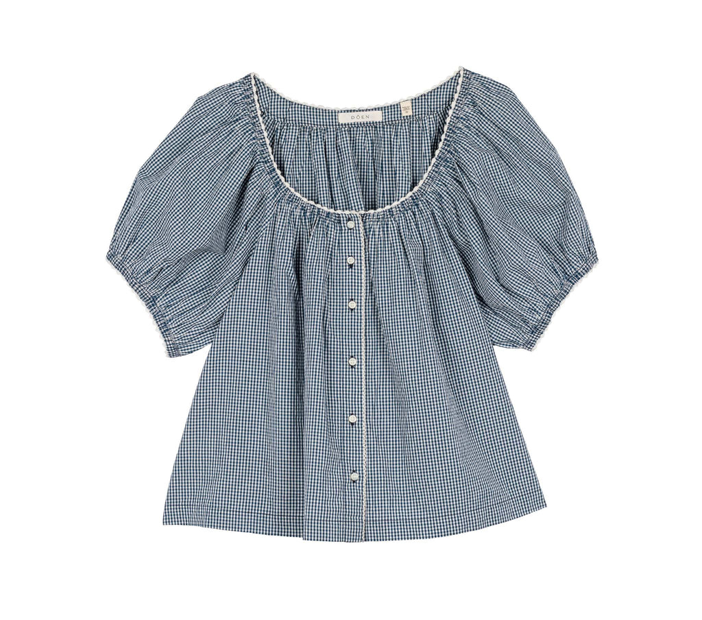 HMD -- TENNESSEE TOP -- AZURE PARIS GINGHAM