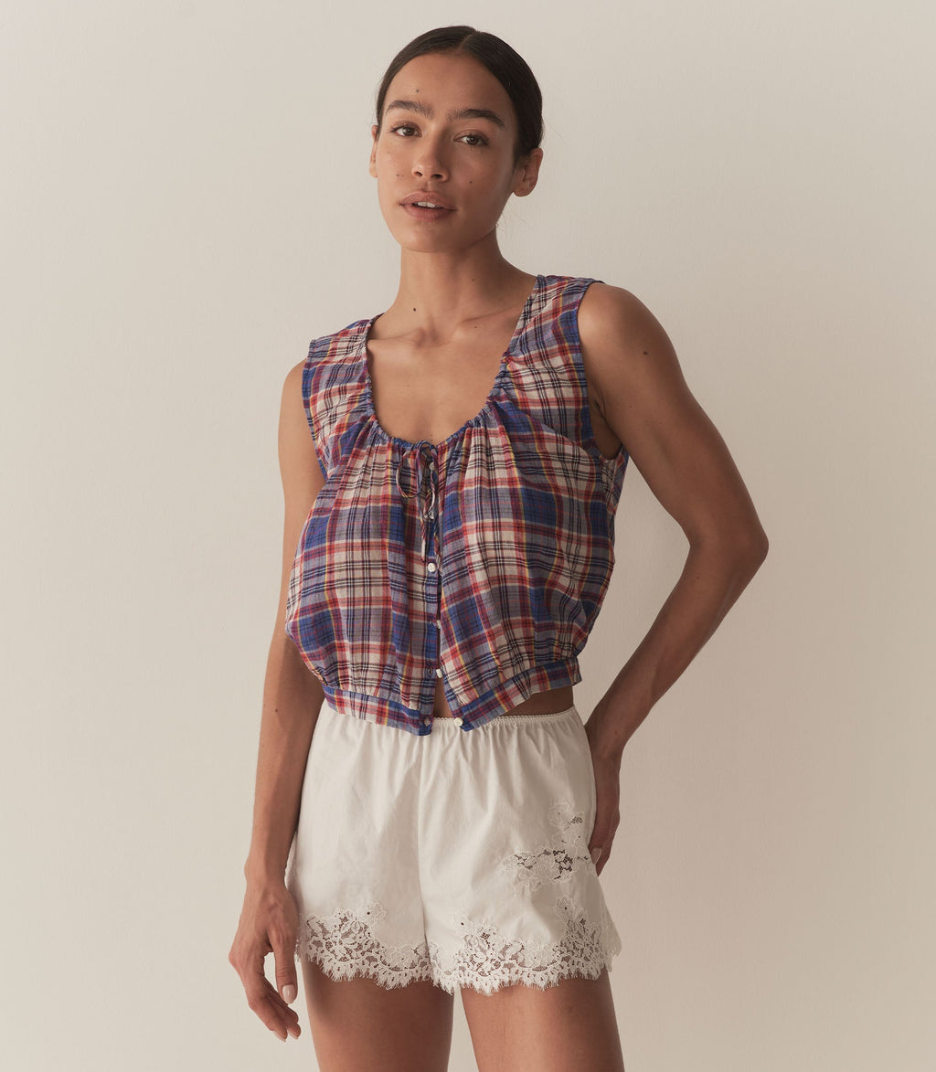 HMD -- THEO TOP -- COTE D'AZUR PLAID