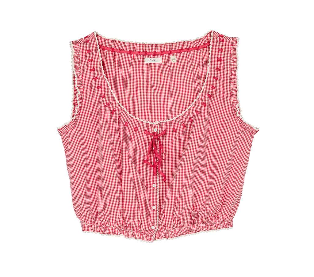 HMD -- TRAVELER TOP -- CERISE PARIS GINGHAM