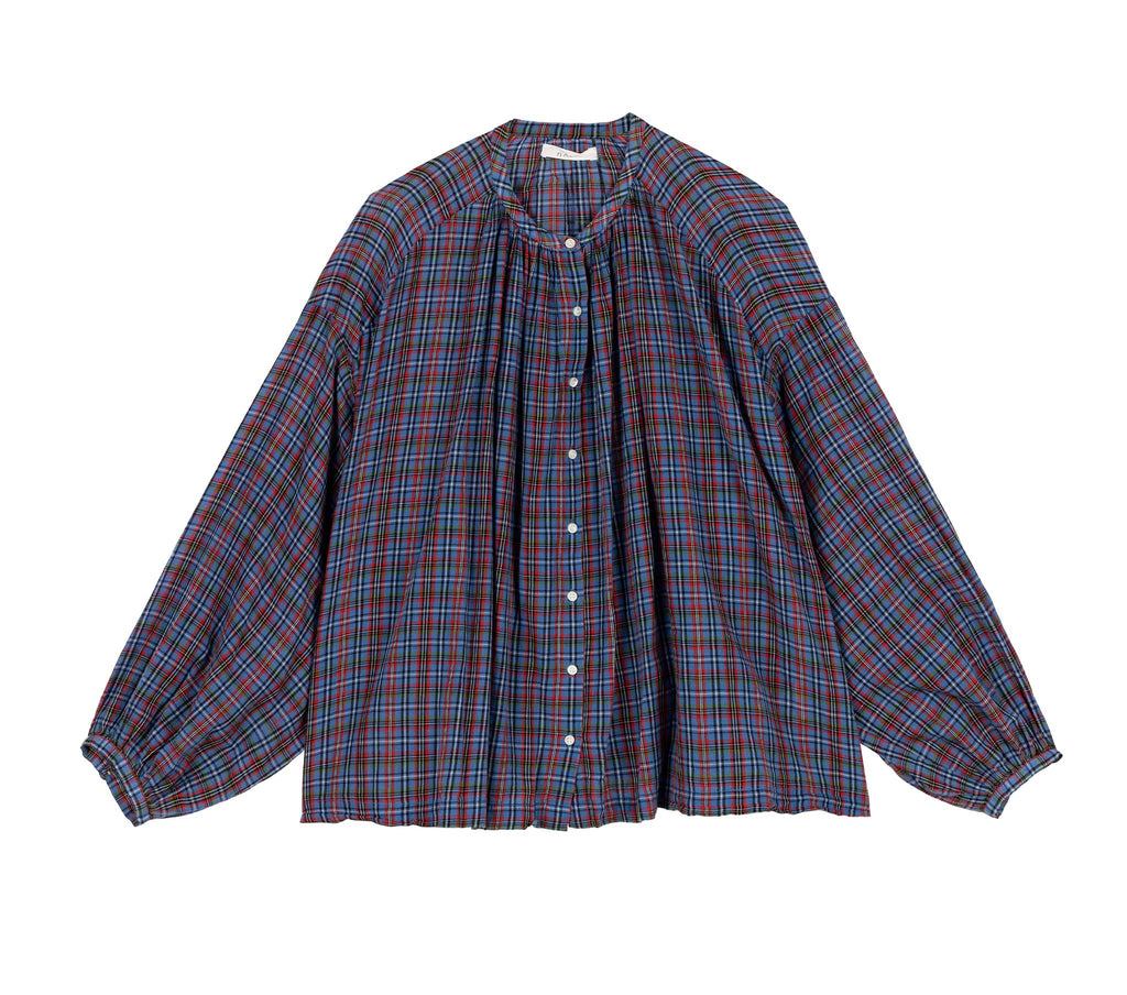 HMD -- THE JANE BLOUSE -- AZURE FRENCH PLAID