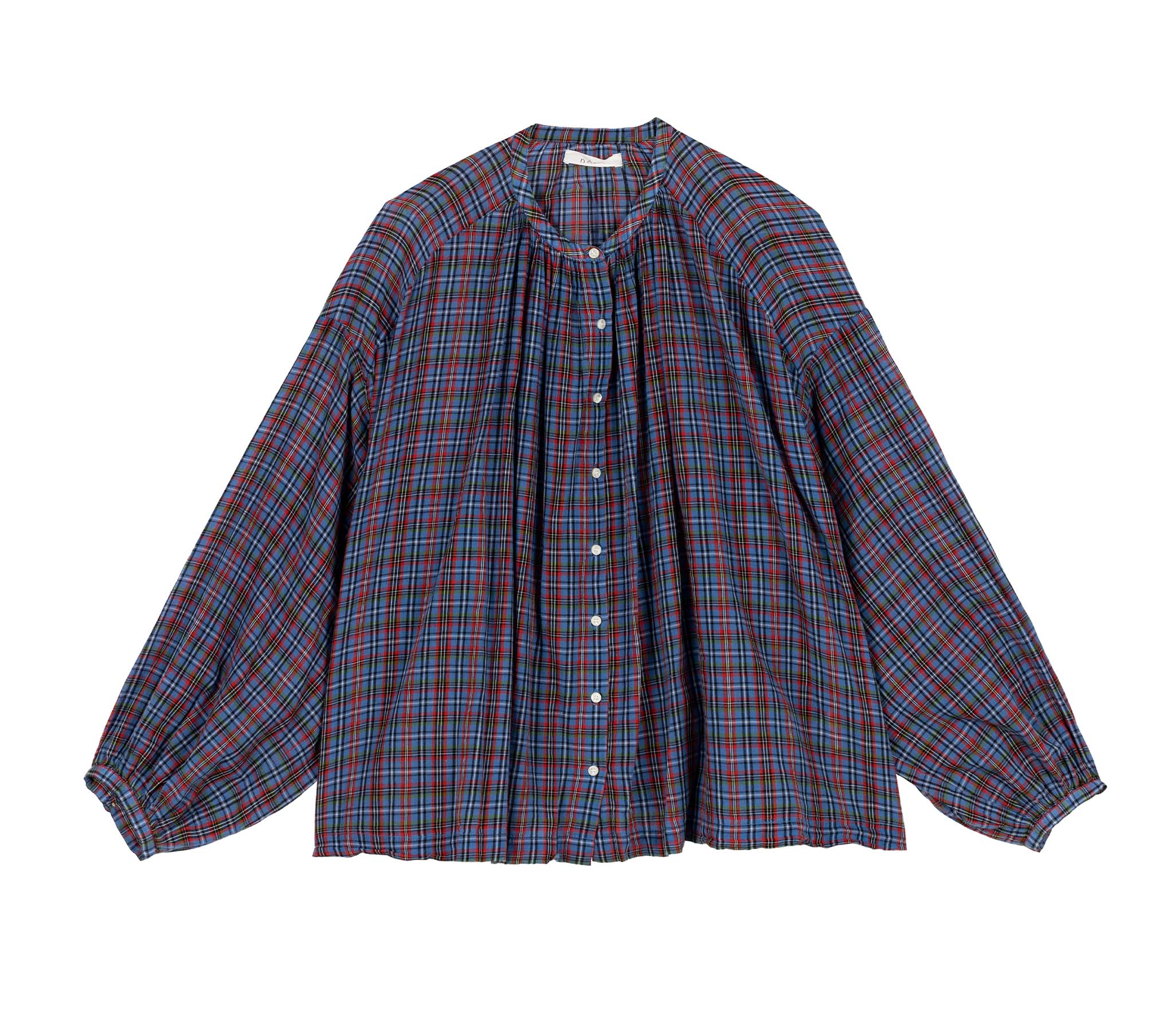 HMD -- THE JANE BLOUSE -- AZURE FRENCH PLAID