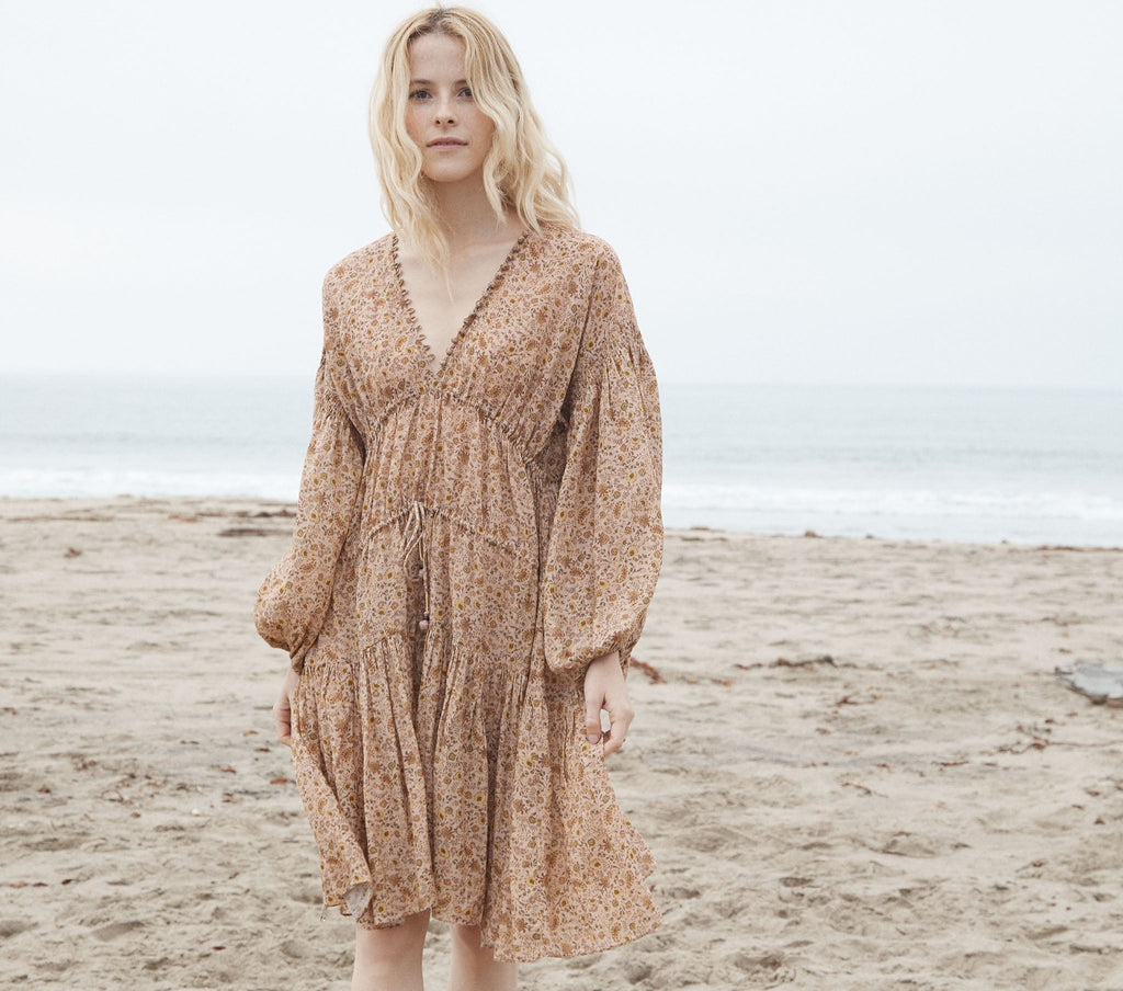 HMD -- GRASSE DRESS -- JAIPUR MUSTARD FLORAL