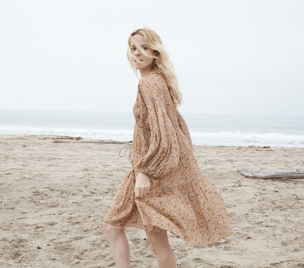 HMD -- GRASSE DRESS -- JAIPUR MUSTARD FLORAL