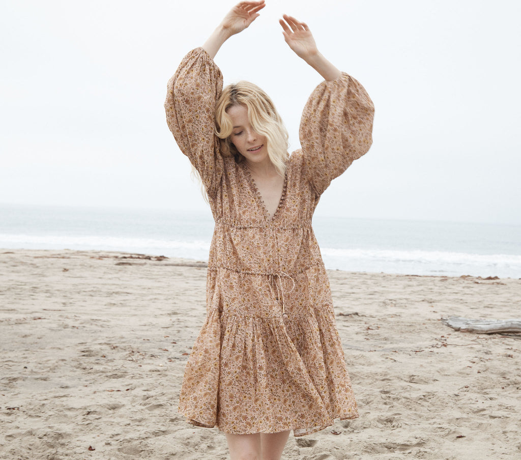 HMD -- GRASSE DRESS -- JAIPUR MUSTARD FLORAL