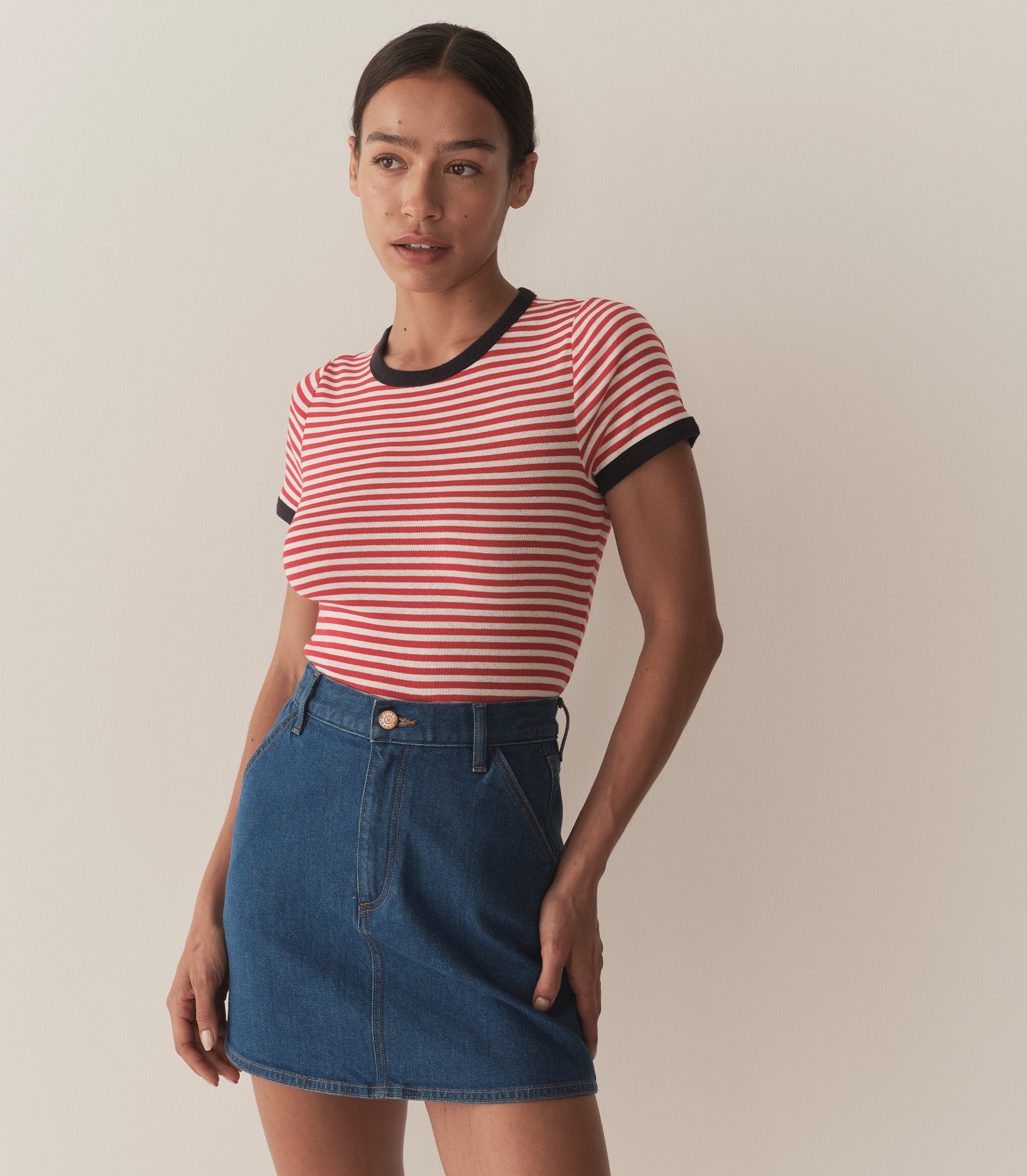 HMD -- VIVI TEE -- ROUGE NANTUCKET STRIPE