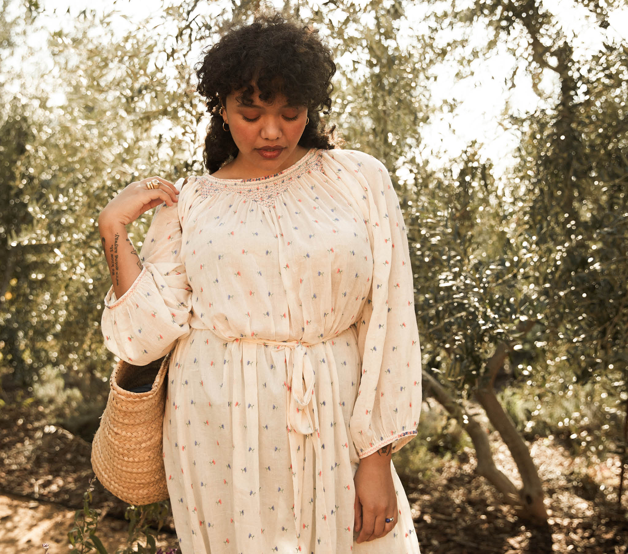 HMD -- MAYA DRESS -- CREAM CARNATION EMBROIDERY
