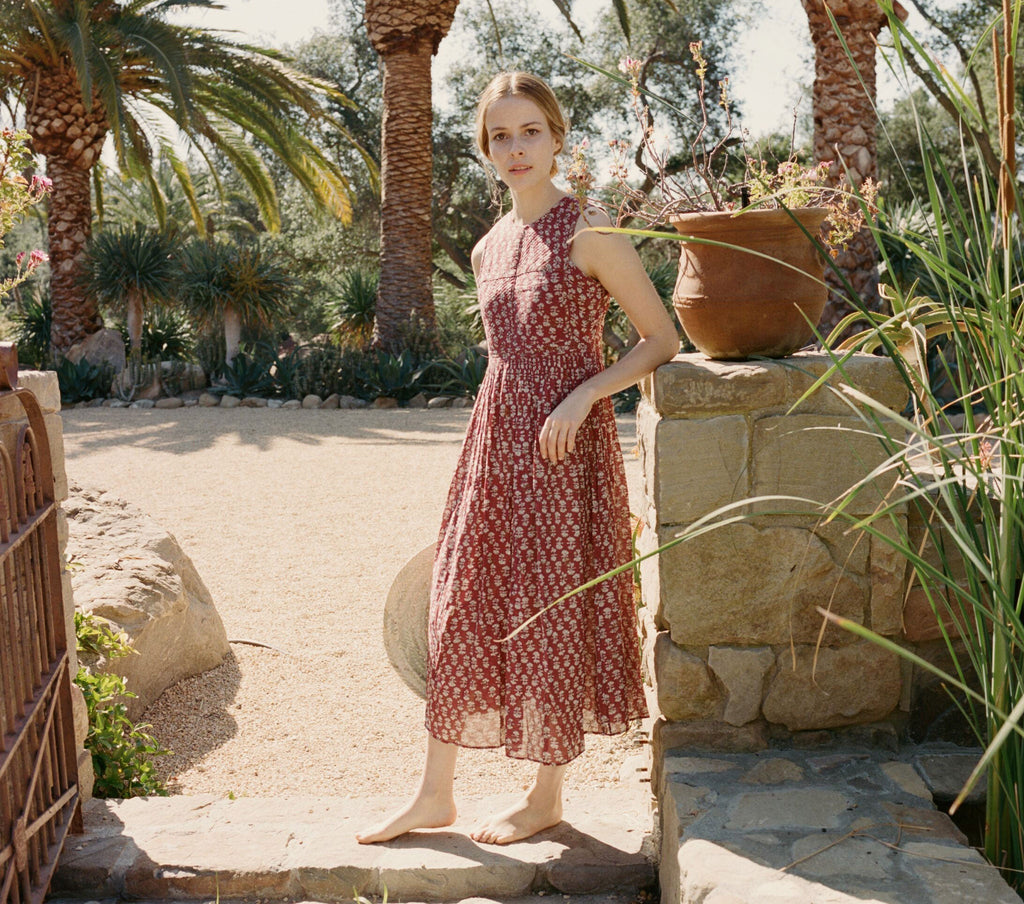 HMD -- TULSI DRESS -- RUST BLOCK PRINT