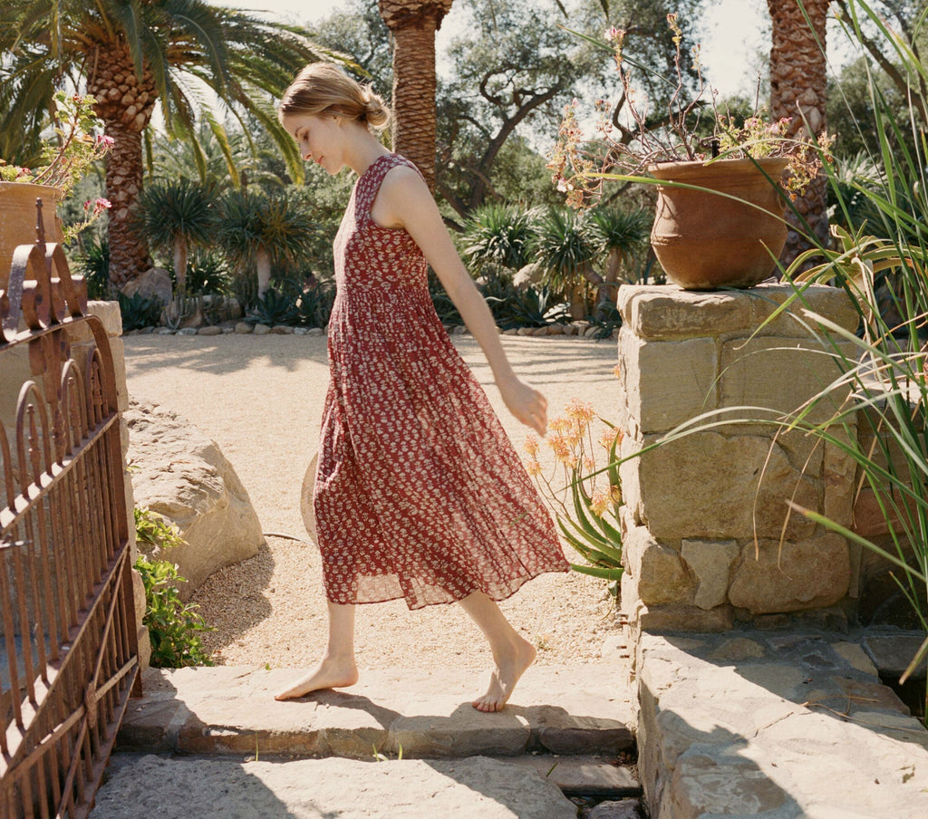 HMD -- TULSI DRESS -- RUST BLOCK PRINT