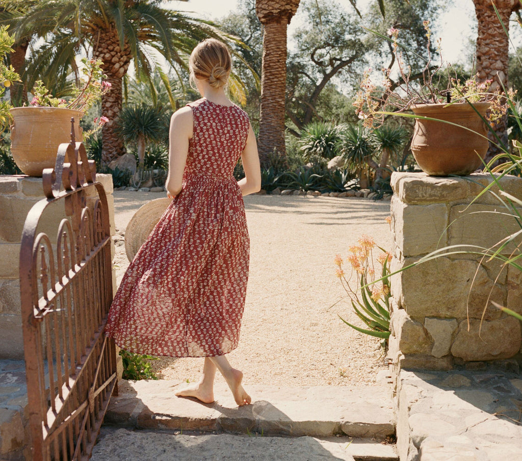 HMD -- TULSI DRESS -- RUST BLOCK PRINT