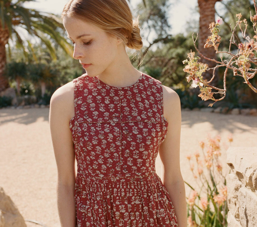 HMD -- TULSI DRESS -- RUST BLOCK PRINT