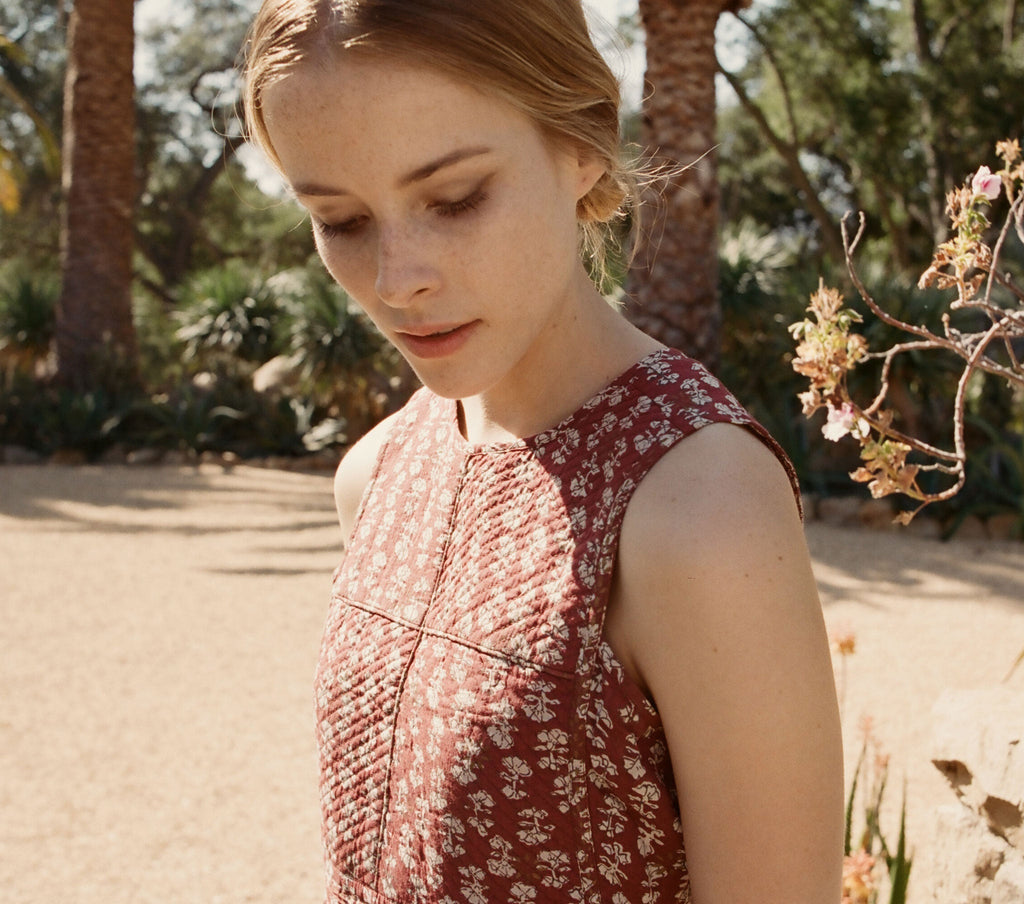 HMD -- TULSI DRESS -- RUST BLOCK PRINT